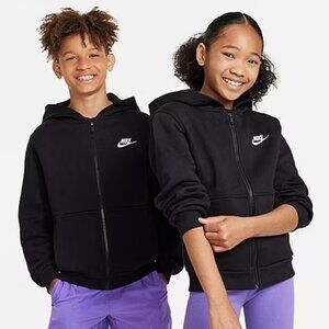 Nike || Sportswear Club Fleece Big Kids' Full-Zip Hoodie || Black
